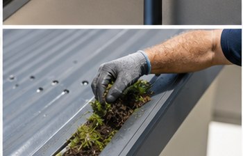 Plant growth and debris removed from a blocked Hamilton gutter